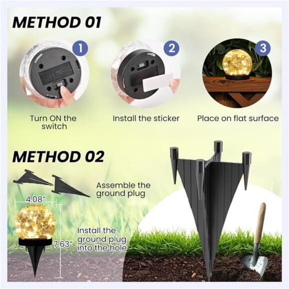 Solar Lights Outdoor for Yard Patio Porch, Garden Decor Birthday Gifts for Mom - Picture 6 of 7